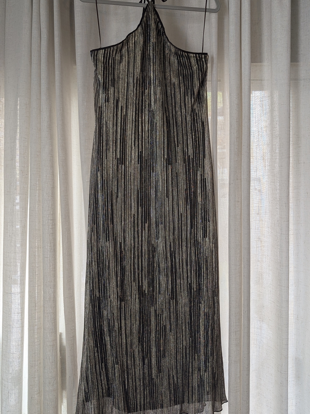 12th Tribe Black and Silver Sheer Striped Drapery Panel